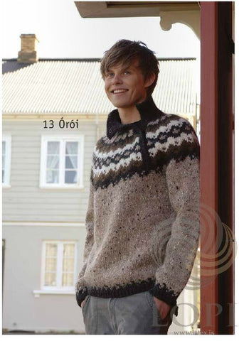 Icelandic sweaters and products - Órói (Disturbance) Mens Wool Sweater Brown Tailor Made - Shopicelandic.com