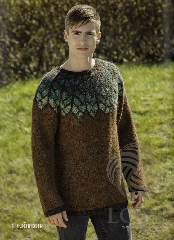 Fj ur Feather Mens Wool Sweater Brown Shopicelandic