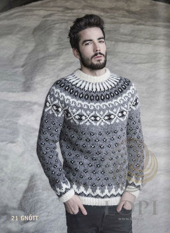 Icelandic sweaters and products - Gnótt Mens Wool Sweater Grey Tailor Made - Shopicelandic.com
