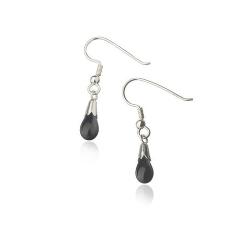 Icelandic sweaters and products - Black lava tear earrings - Silver wire Jewelry - Shopicelandic.com