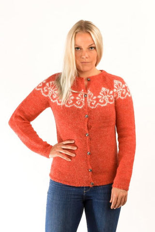 Icelandic sweaters and products - Hruni Wool Cardigan Red Wool Sweaters - Shopicelandic.com