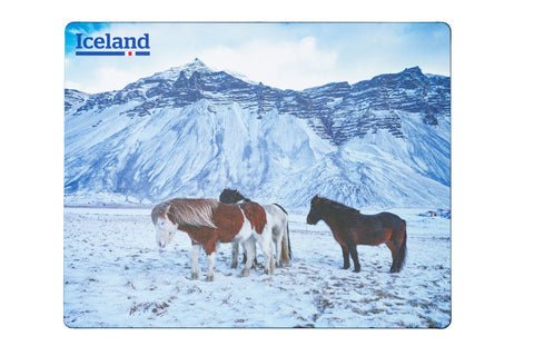 Icelandic sweaters and products - Mousemat - Horses in Iceland winter Mousemat - Shopicelandic.com
