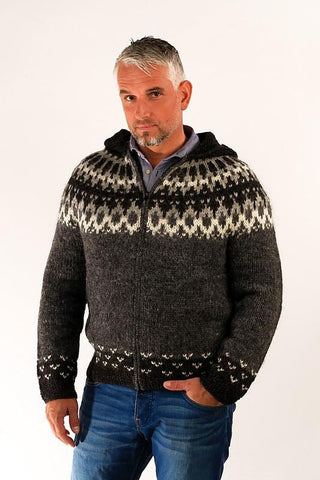 Icelandic sweaters and products - Skipper Wool Cardigan w/Hood Grey Wool Sweaters - Shopicelandic.com