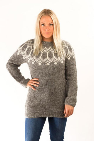 Icelandic sweaters and products - Tight Fit Wool Pullover Grey Wool Sweaters - Shopicelandic.com