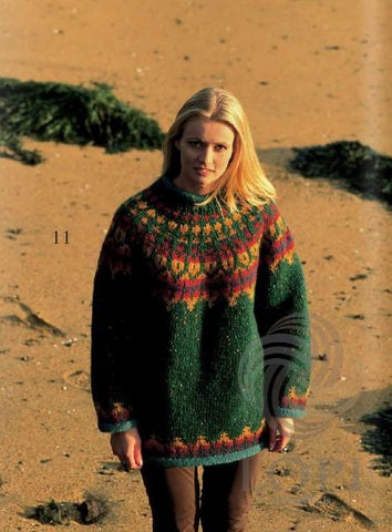 Icelandic sweaters and products - Fjara (Beach) Women Wool Sweater Green Tailor Made - Shopicelandic.com