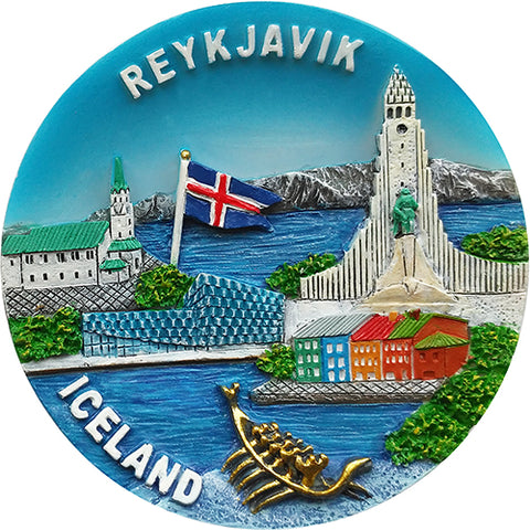 Magnet Round Reykjavik