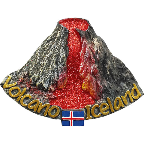 Magnet Volcano ICELAND w. red glitter