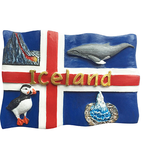 Magnet flag ICELAND/puffin/whale