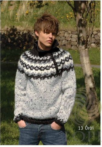 Icelandic sweaters and products - Órói (Disturbance) Mens Wool Sweater Grey Tailor Made - Shopicelandic.com