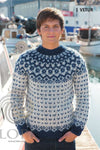 Icelandic sweaters and products - Vetur (Winter) Mens Wool Sweater Blue Tailor Made - Shopicelandic.com