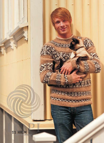 Icelandic sweaters and products - Hrím Mens Wool Sweater Brown Tailor Made - Shopicelandic.com