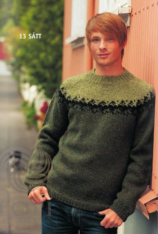 Icelandic sweaters and products - Sátt (Truse) Mens Wool Sweater Green Tailor Made - Shopicelandic.com