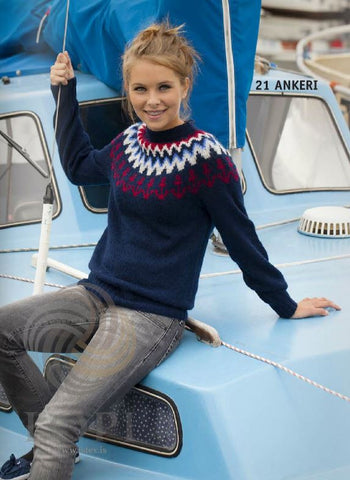 Icelandic sweaters and products - Ankeri (Ancor) Women Wool Sweater Blue Tailor Made - Shopicelandic.com