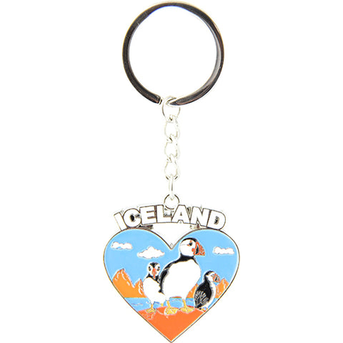 Keyring heart text ICELAND blue