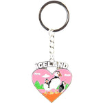 Keyring heart text ICELAND pink