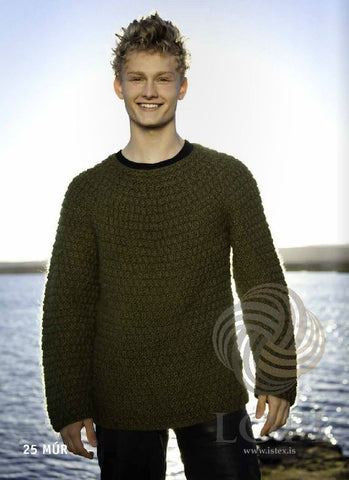 Icelandic sweaters and products - Múr (Brick) Mens Wool Sweater Green Tailor Made - Shopicelandic.com
