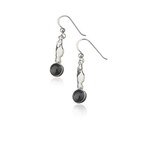 Icelandic sweaters and products - Black lava tear earrings - Long silver Jewelry - Shopicelandic.com