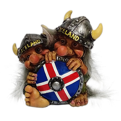 Viking trolls behind shield ICELAND 6 cm