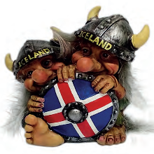 Vikingatroll behind shield ICELAND 9 cm