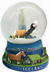 Snowglobe horse/puffin/geiser 65 mm