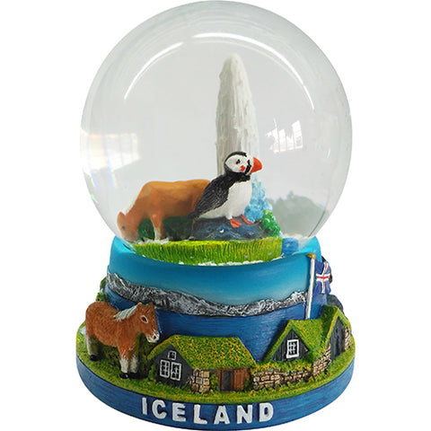 Snowglobe horse/puffin/geiser 45 mm