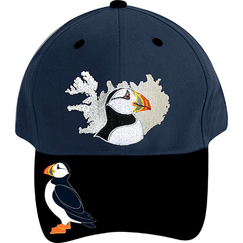 Cap Navy with embr. Puffin on cap and screen