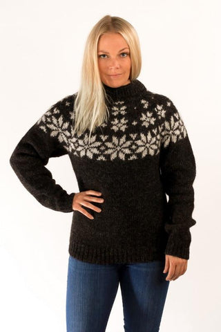 Icelandic sweaters and products - Fönn Wool Sweater Black Wool Sweaters - Shopicelandic.com