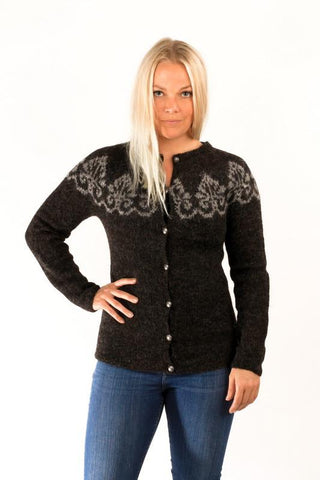 Icelandic sweaters and products - Hruni Wool Cardigan Black Wool Sweaters - Shopicelandic.com