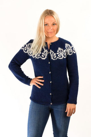 Icelandic sweaters and products - Hruni Wool Cardigan Blue Wool Sweaters - Shopicelandic.com