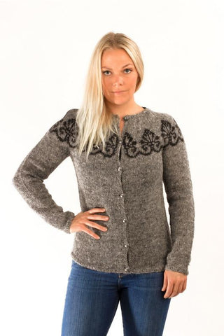Icelandic sweaters and products - Hruni Wool Cardigan Grey Wool Sweaters - Shopicelandic.com