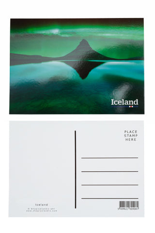 Icelandic sweaters and products - Postcard - Northern lights at Kirkjufell Postcards - Shopicelandic.com