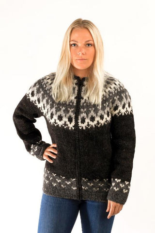 Icelandic sweaters and products - Skipper Wool Cardigan Black Wool Sweaters - Shopicelandic.com
