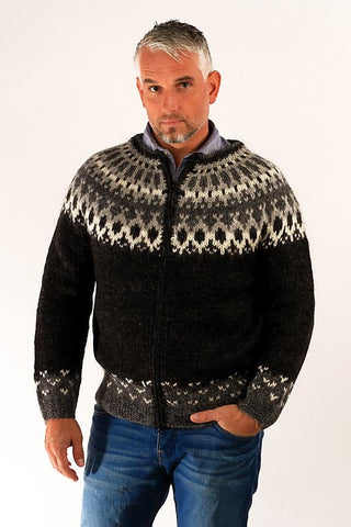 Icelandic sweaters and products - Skipper Wool Cardigan Black Wool Sweaters - Shopicelandic.com