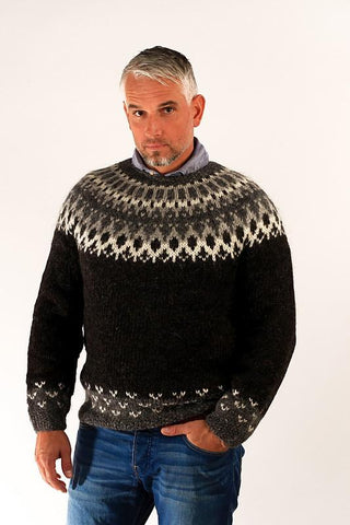 Icelandic sweaters and products - Skipper Wool Pullover Black Wool Sweaters - Shopicelandic.com