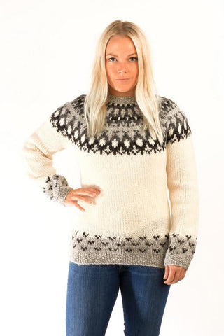 Icelandic sweaters and products - Skipper Wool Pullover White Wool Sweaters - Shopicelandic.com