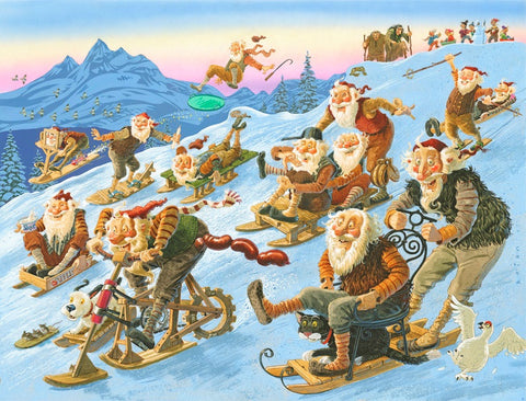 Icelandic sweaters and products - Yule Lads Sled Ride - Jigsaw Puzzle (1000pcs) Puzzle - Shopicelandic.com